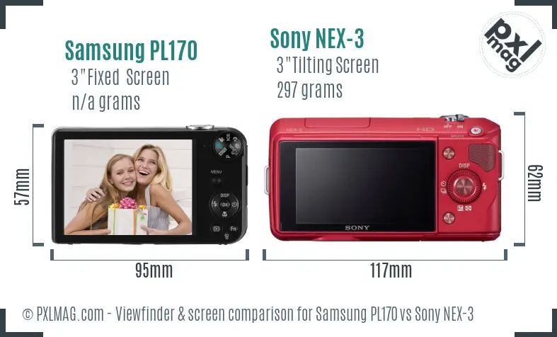 Samsung PL170 vs Sony NEX-3 Screen and Viewfinder comparison Samsung PL170 vs Sony NEX-3 Screen and Viewfinder comparison