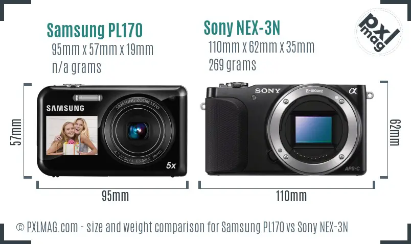 Samsung PL170 vs Sony NEX-3N size comparison