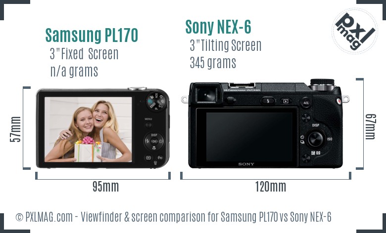 Samsung PL170 vs Sony NEX-6 Screen and Viewfinder comparison