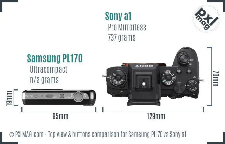 Samsung PL170 vs Sony a1 top view buttons comparison