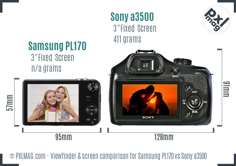 Samsung PL170 vs Sony a3500 Screen and Viewfinder comparison