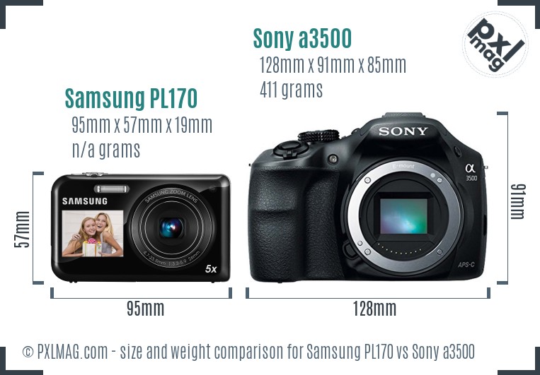 Samsung PL170 vs Sony a3500 size comparison