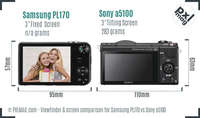 Samsung PL170 vs Sony a5100 Screen and Viewfinder comparison