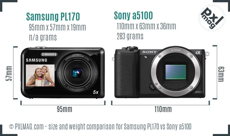Samsung PL170 vs Sony a5100 size comparison