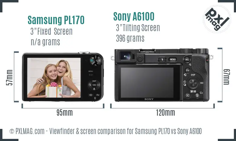 Samsung PL170 vs Sony A6100 Screen and Viewfinder comparison