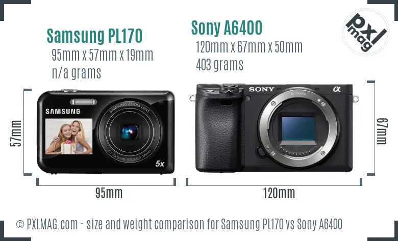 Samsung PL170 vs Sony A6400 size comparison
