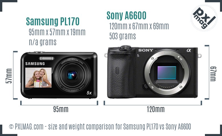 Samsung PL170 vs Sony A6600 size comparison Samsung PL170 vs Sony A6600 size comparison