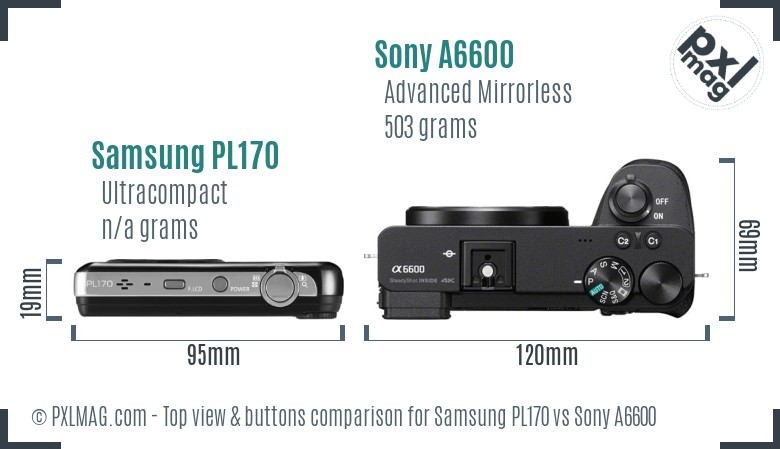 Samsung PL170 vs Sony A6600 top view buttons comparison