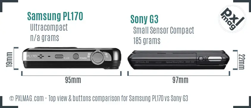 Samsung PL170 vs Sony G3 top view buttons comparison