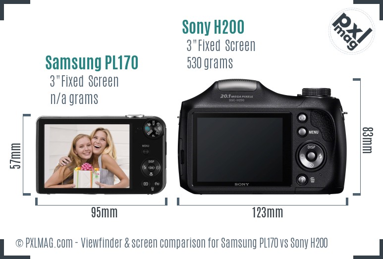 Samsung PL170 vs Sony H200 Screen and Viewfinder comparison