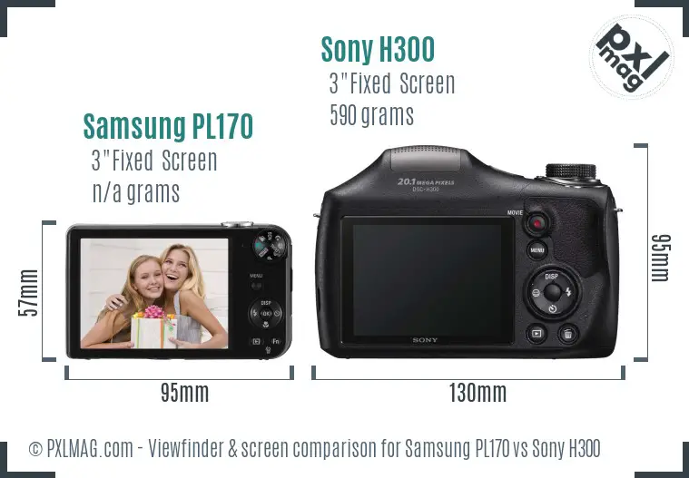 Samsung PL170 vs Sony H300 Screen and Viewfinder comparison