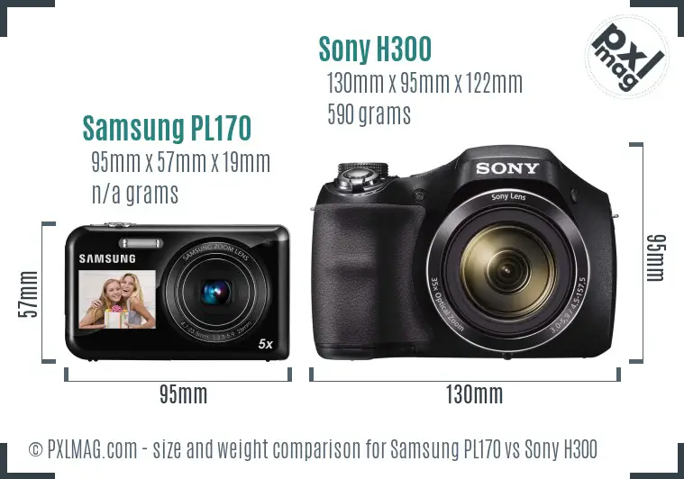 Samsung PL170 vs Sony H300 size comparison