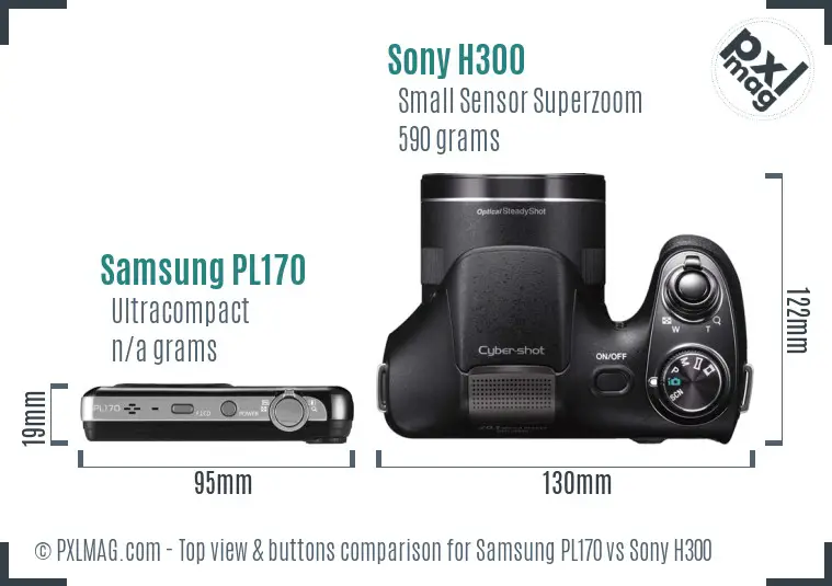 Samsung PL170 vs Sony H300 top view buttons comparison