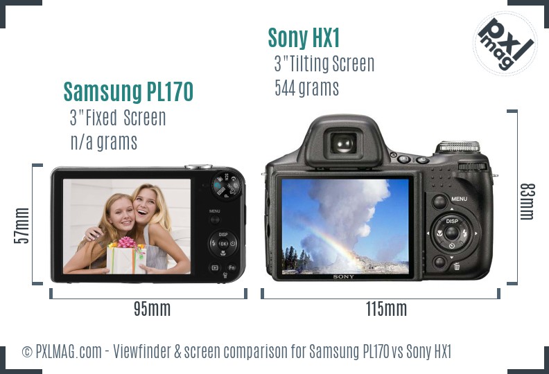 Samsung PL170 vs Sony HX1 Screen and Viewfinder comparison