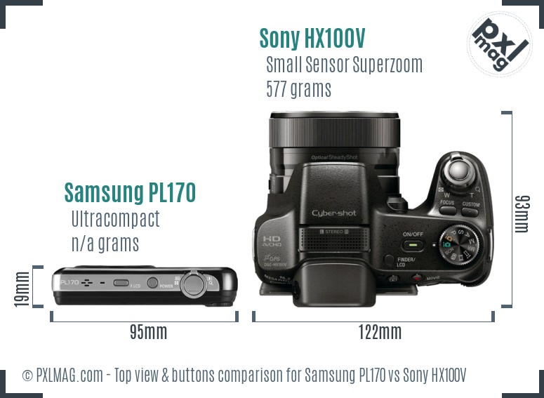 Samsung PL170 vs Sony HX100V top view buttons comparison
