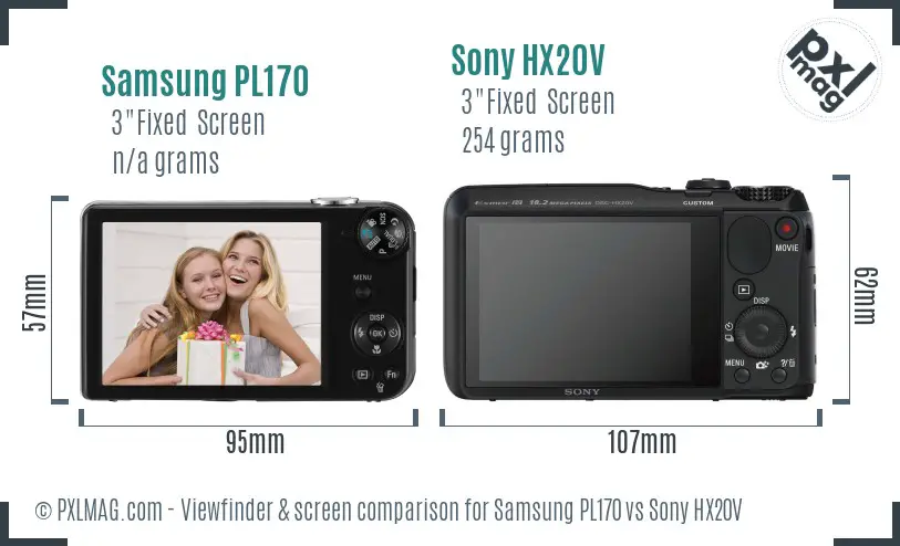 Back LCD screen quality comparison on Samsung PL170 vs Sony HX20V