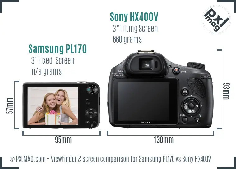 Samsung PL170 vs Sony HX400V Screen and Viewfinder comparison