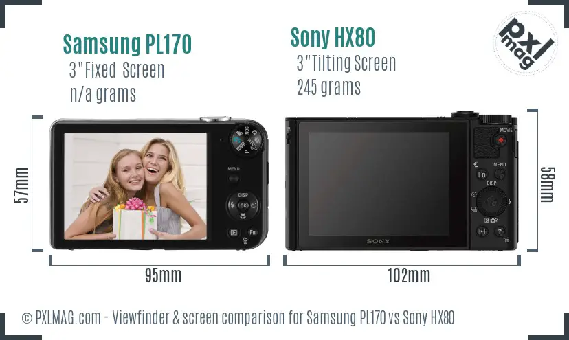 Samsung PL170 vs Sony HX80 Screen and Viewfinder comparison Samsung PL170 vs Sony HX80 Screen and Viewfinder comparison