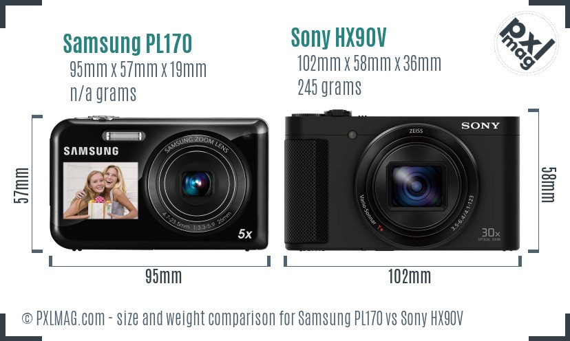 Samsung PL170 vs Sony HX90V size comparison Samsung PL170 vs Sony HX90V size comparison