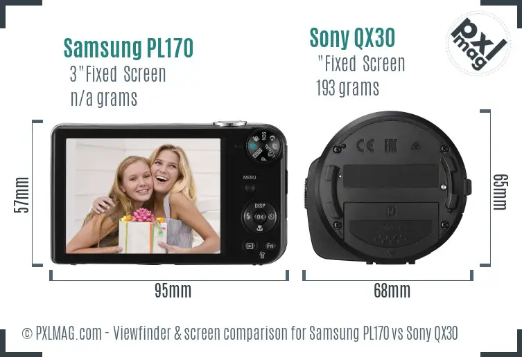 Samsung PL170 vs Sony QX30 Screen and Viewfinder comparison