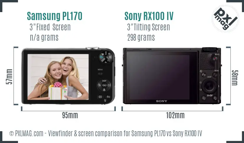 Samsung PL170 vs Sony RX100 IV Screen and Viewfinder comparison Samsung PL170 vs Sony RX100 IV Screen and Viewfinder comparison