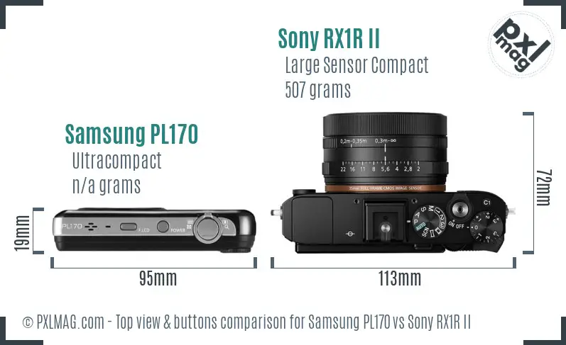 Samsung PL170 vs Sony RX1R II top view buttons comparison