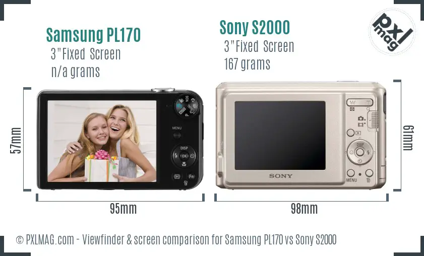Samsung PL170 vs Sony S2000 Screen and Viewfinder comparison Samsung PL170 vs Sony S2000 Screen and Viewfinder comparison