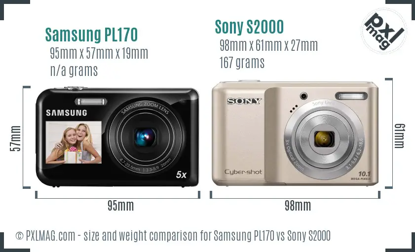 Samsung PL170 vs Sony S2000 size comparison Samsung PL170 vs Sony S2000 size comparison