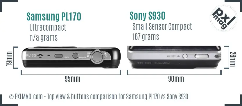 Samsung PL170 vs Sony S930 top view buttons comparison