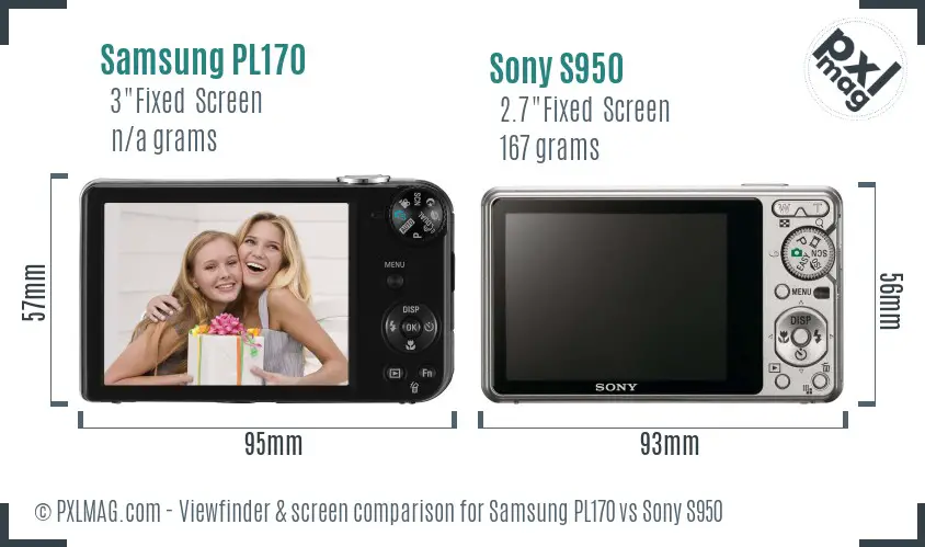 Samsung PL170 vs Sony S950 Screen and Viewfinder comparison