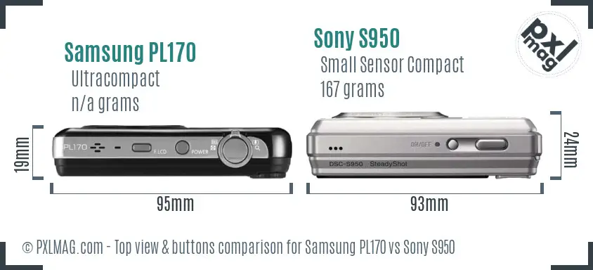 Samsung PL170 vs Sony S950 top view buttons comparison