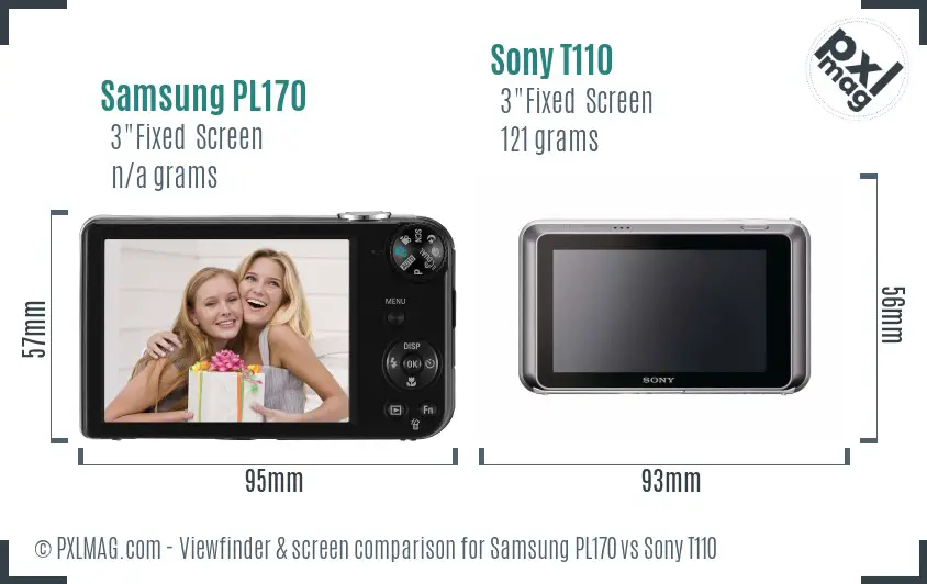 Samsung PL170 vs Sony T110 Screen and Viewfinder comparison