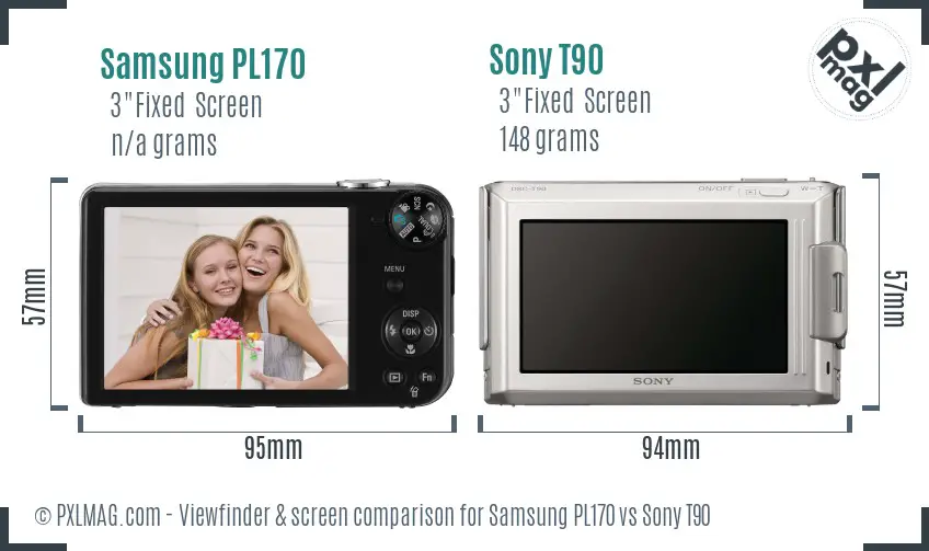 Samsung PL170 vs Sony T90 Screen and Viewfinder comparison