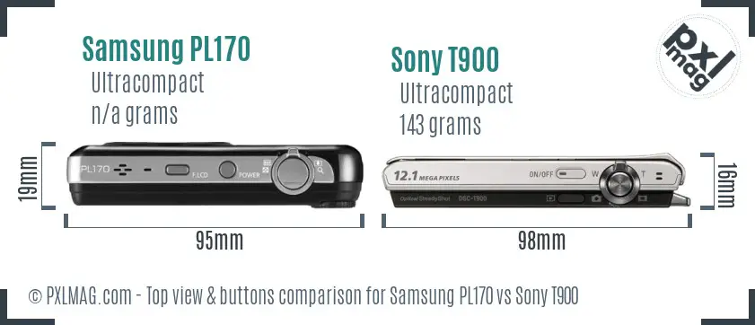 Samsung PL170 vs Sony T900 top view buttons comparison
