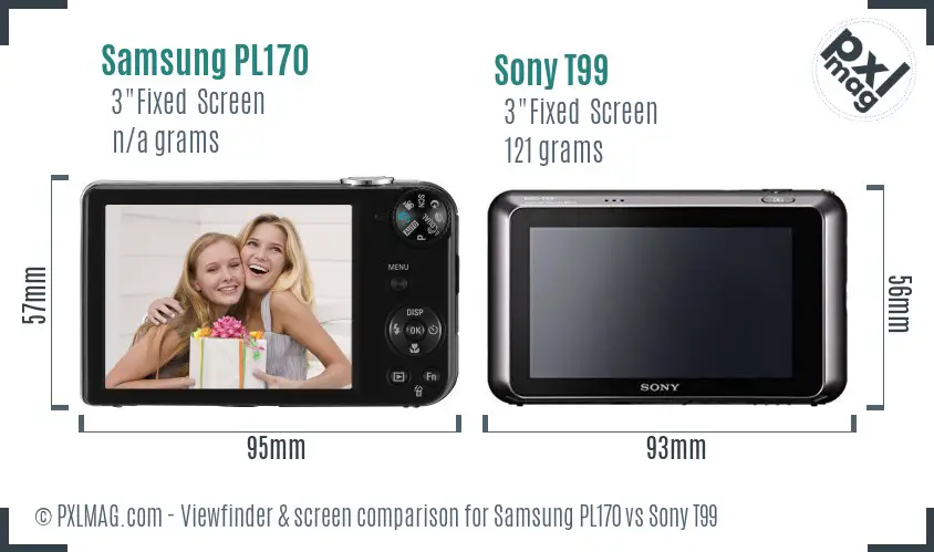 Samsung PL170 vs Sony T99 Screen and Viewfinder comparison