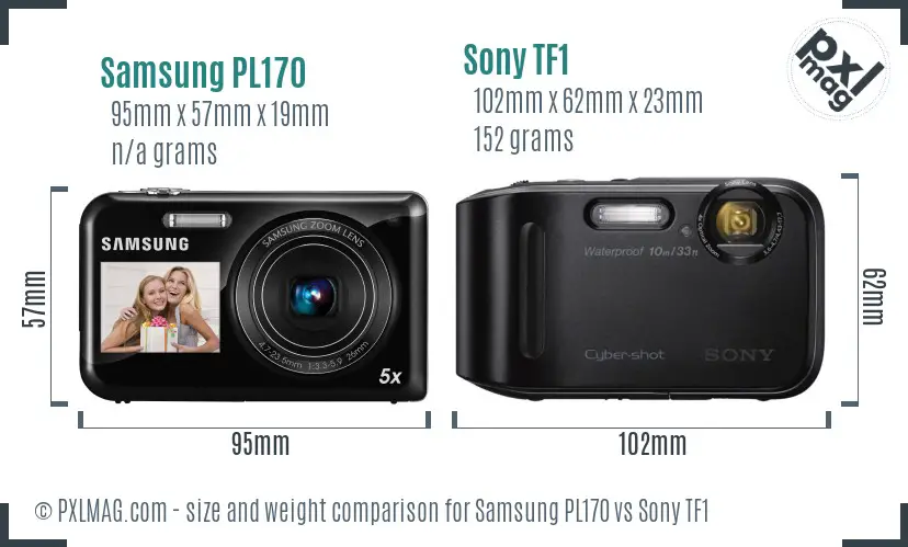 Samsung PL170 vs Sony TF1 size comparison Samsung PL170 vs Sony TF1 size comparison