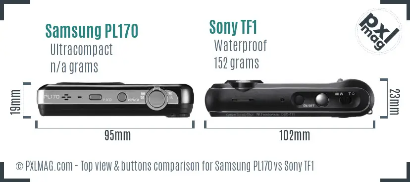 Samsung PL170 vs Sony TF1 top view buttons comparison Samsung PL170 vs Sony TF1 top view buttons comparison