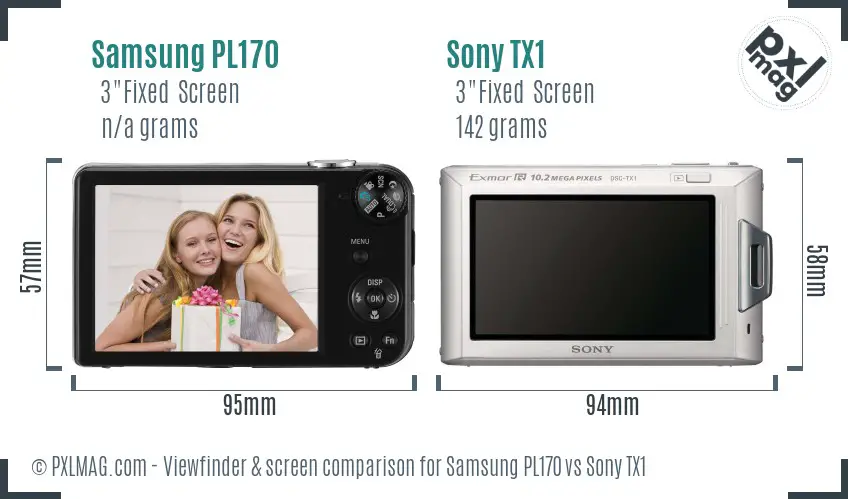 Samsung PL170 vs Sony TX1 Screen and Viewfinder comparison