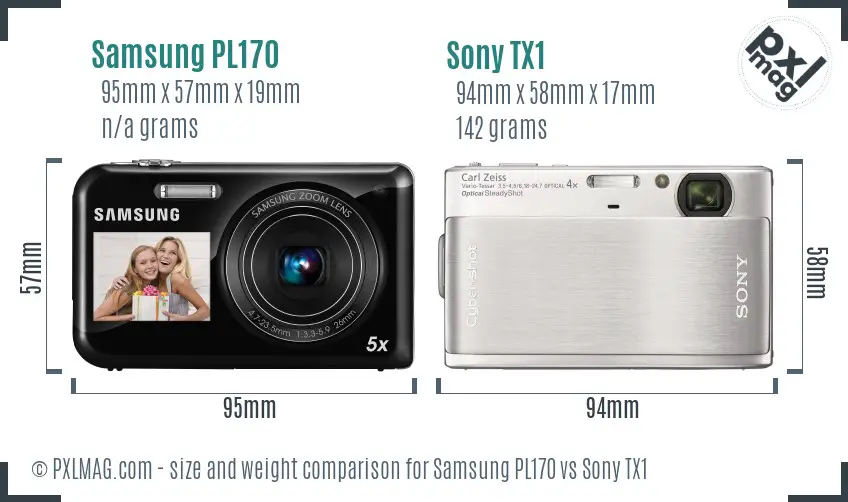 Samsung PL170 vs Sony TX1 size comparison