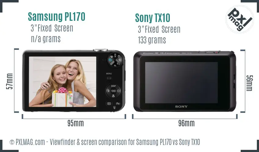 Samsung PL170 vs Sony TX10 Screen and Viewfinder comparison