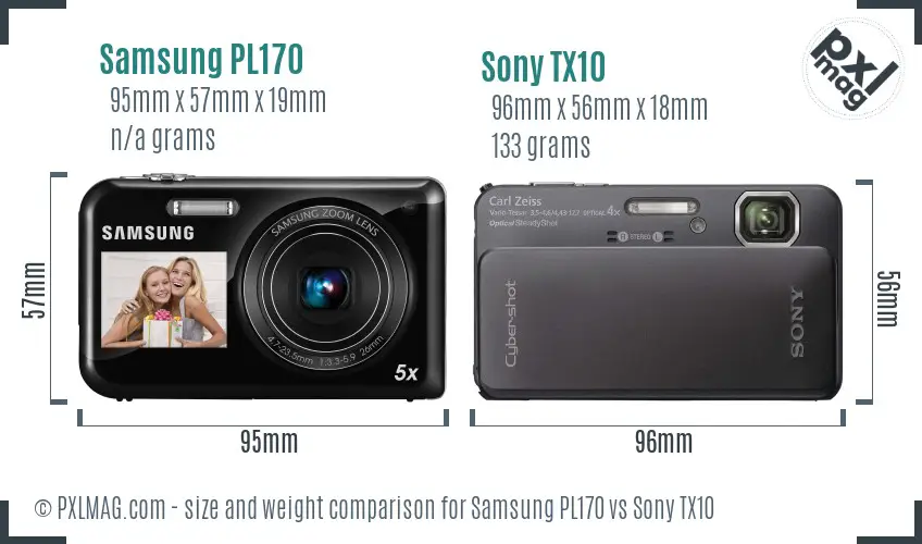 Samsung PL170 vs Sony TX10 size comparison