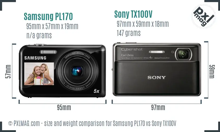 Samsung PL170 vs Sony TX100V size comparison