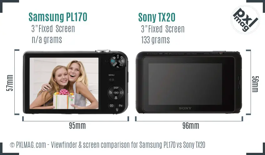 Samsung PL170 vs Sony TX20 Screen and Viewfinder comparison
