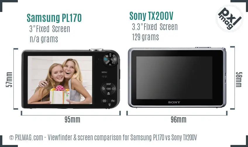 Samsung PL170 vs Sony TX200V Screen and Viewfinder comparison