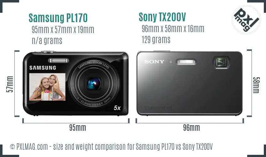 Samsung PL170 vs Sony TX200V size comparison