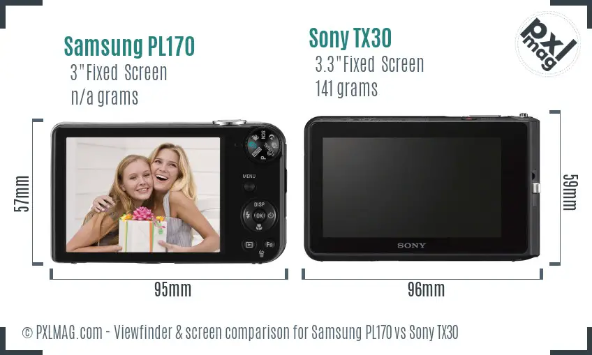 Samsung PL170 vs Sony TX30 Screen and Viewfinder comparison