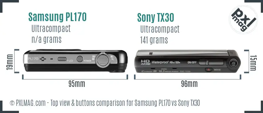 Samsung PL170 vs Sony TX30 top view buttons comparison