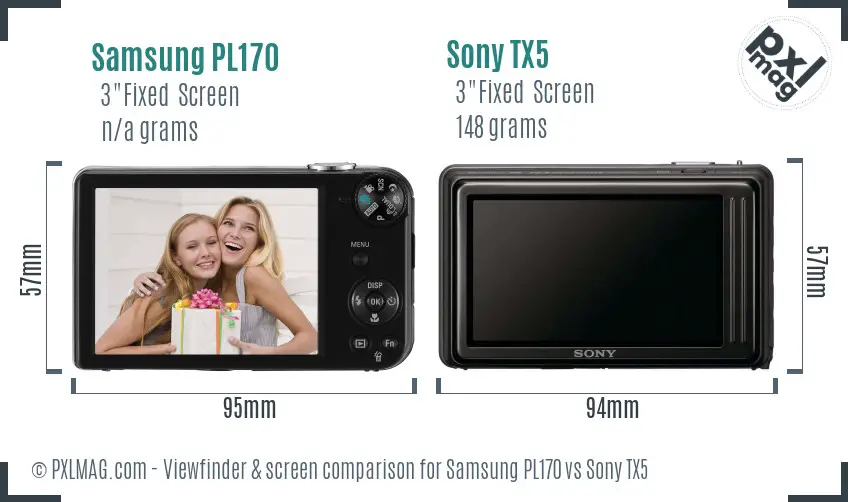Samsung PL170 vs Sony TX5 Screen and Viewfinder comparison