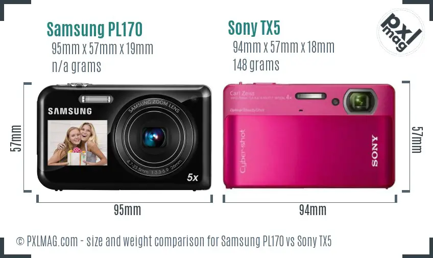 Samsung PL170 vs Sony TX5 size comparison