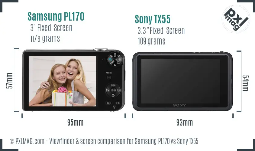 Samsung PL170 vs Sony TX55 Screen and Viewfinder comparison